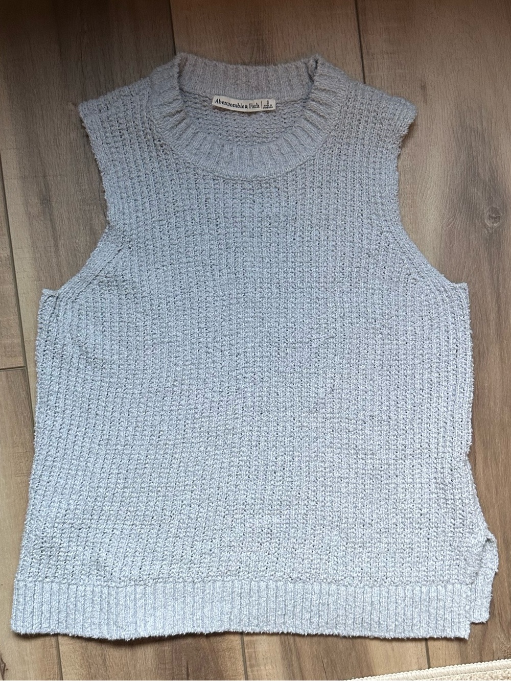 A&F Sleeveless Knit Tank Top in Light Blue/Gray